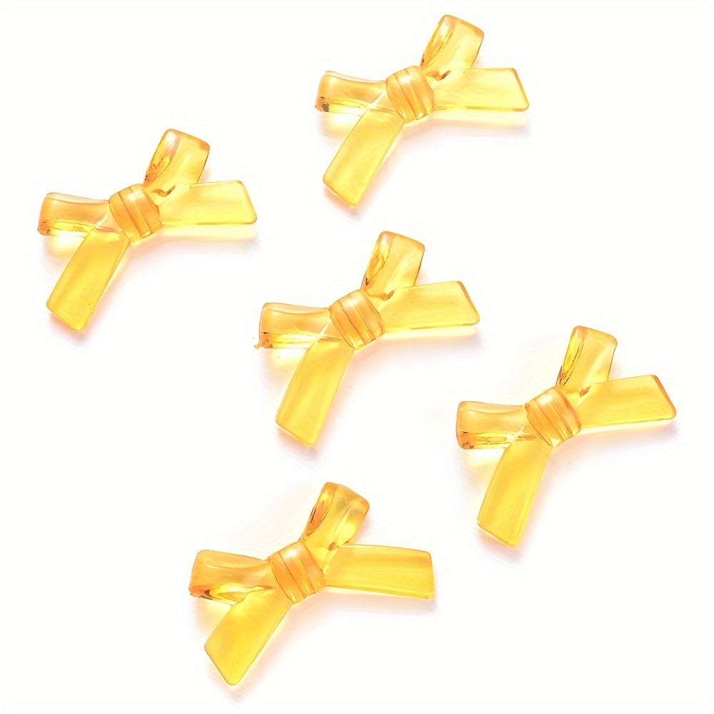 20/50PCS 2×3.4cm Transparent Bow Acrylic Embellishment Beads