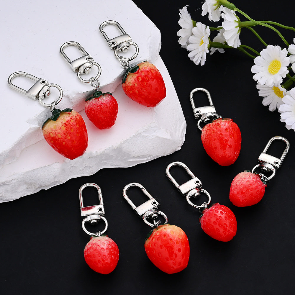 3D Strawberry Resin Pendant Charms