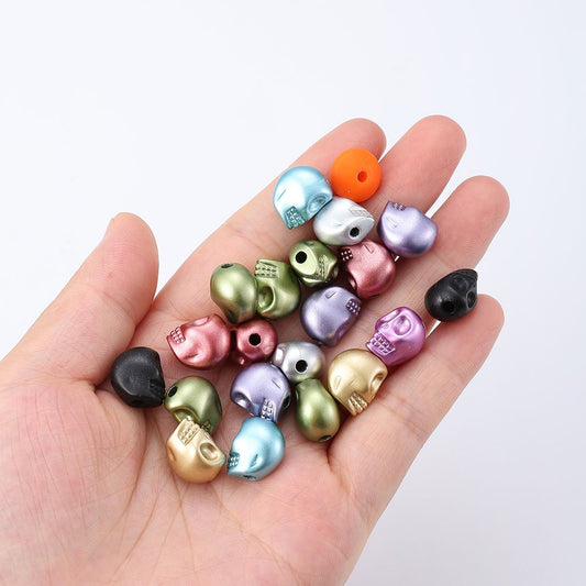 200-Piece Random Mixed Halloween Skull Acrylic Beads
