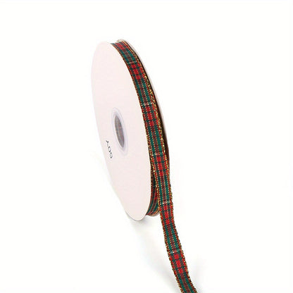 50 Yards/Roll 10 mm Christmas Plaid Satin Ribbon