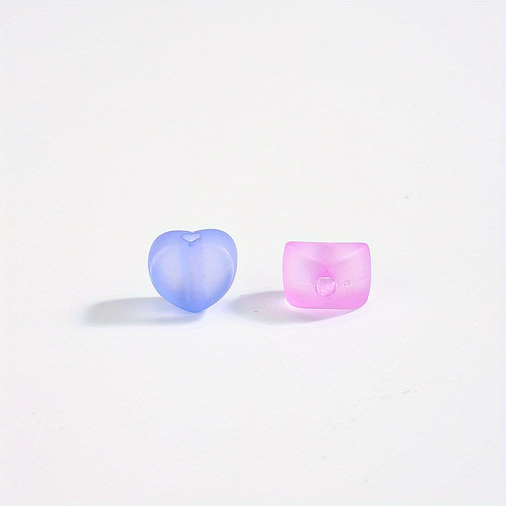 50pcs Mixed Color Heart Acrylic Matte Beads