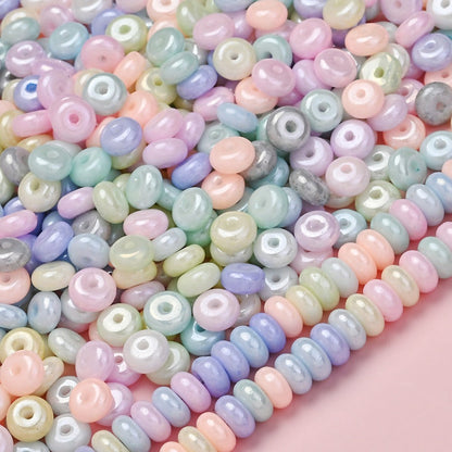 Macaron Flat Round Glass Spacer Beads