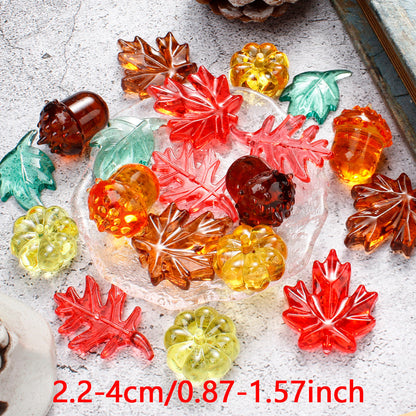 160g Resin Maple Leaf, Pumpkin & Hazelnut Decorative Set