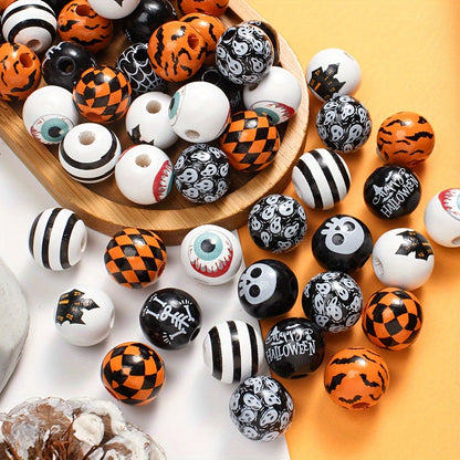 10PCS 16mm Multistyle Patterned Wooden Bead Set