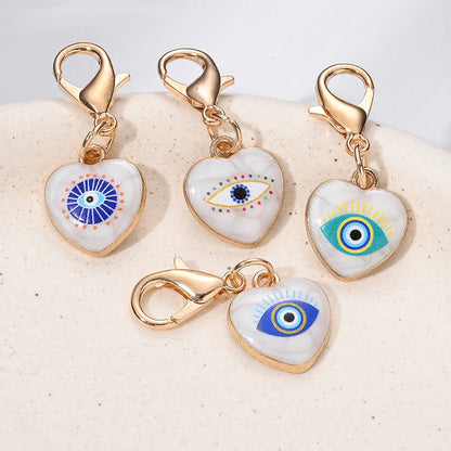 12PCS Blue & White Evil Eye Enamel Keychain Set