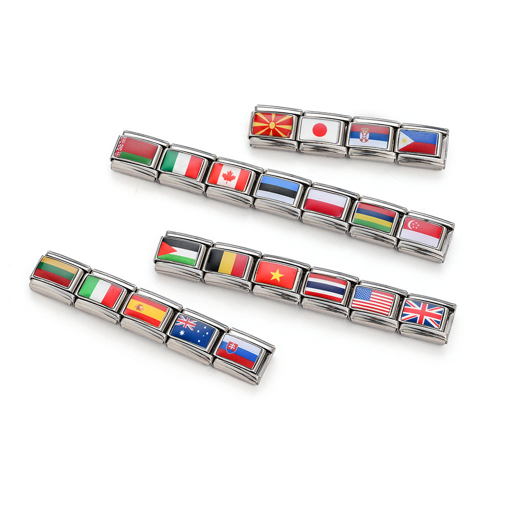 World Flag Alloy Bracelet Module
