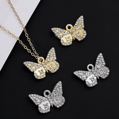 Sparkling Rhinestone Butterfly Pendant Charms