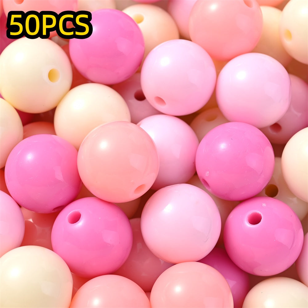 50/100pcs Solid Color Acrylic Round Beads