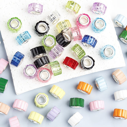 30-Piece 7x11 mm Tire-Shaped Large-Hole Acrylic Beads