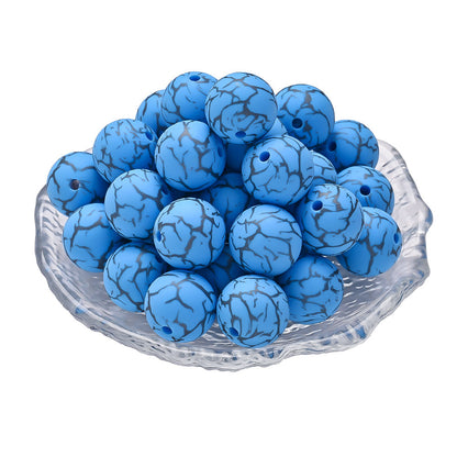10pcs Crack Printed Silicone Spacer Beads