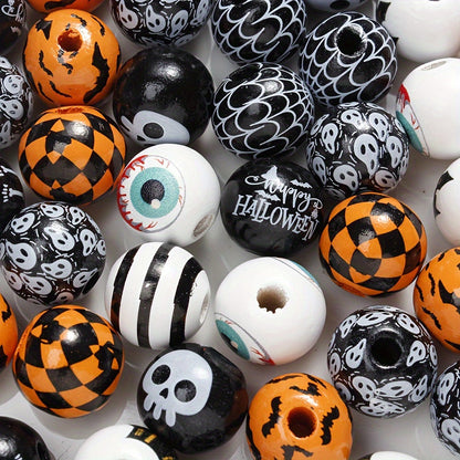 10PCS 16mm Multistyle Patterned Wooden Bead Set