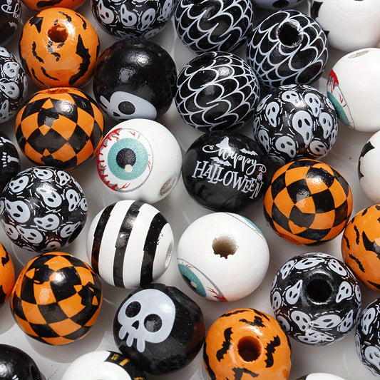 10PCS 16mm Multistyle Patterned Wooden Bead Set