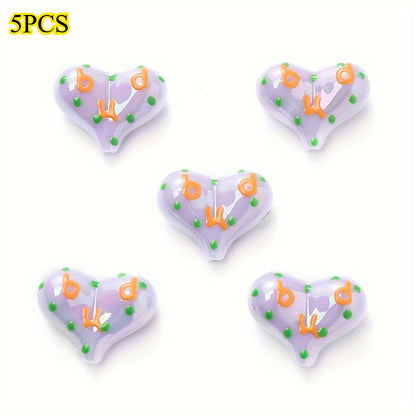 5pcs/set 17x22mm Sweet Heart Acrylic Beads