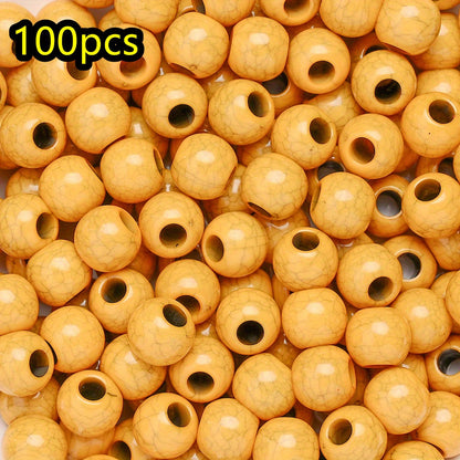100pcs/set Imitation Stone Crack Round Beads