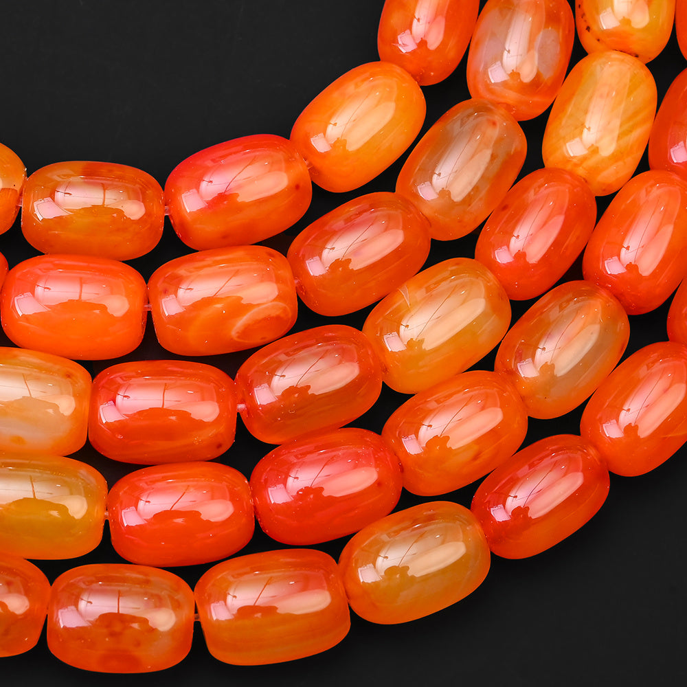 28pcs/strand 10x14mm Natural Agate Barrel Beads