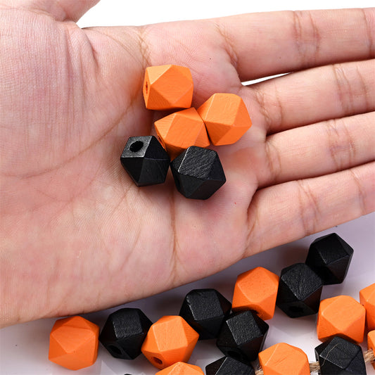 100pcs 10/12mm Wooden Hexagon Beads + 1 Roll Jute Rope