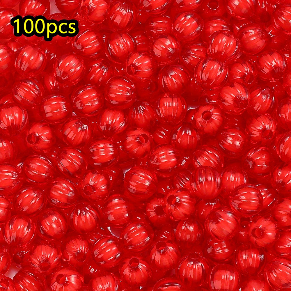 100/200pcs 8/10mm Transparent Inner Color Pumpkin Acrylic Beads