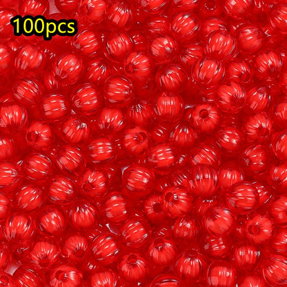 100/200pcs 8/10mm Transparent Inner Color Pumpkin Acrylic Beads
