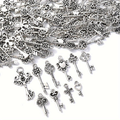 20PCS Retro Mixed Cross, Flower, Heart & Owl Metal Pendant Set