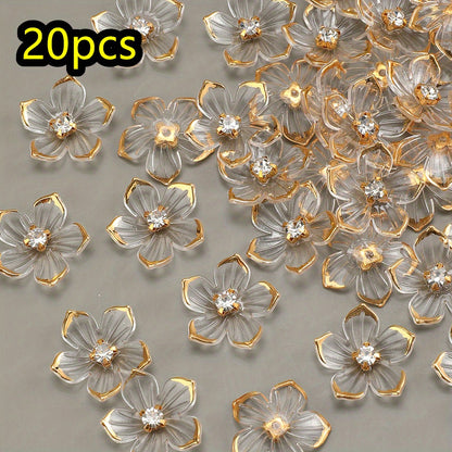 20pcs/set Transparent Flower Petal Acrylic Flatback Beads