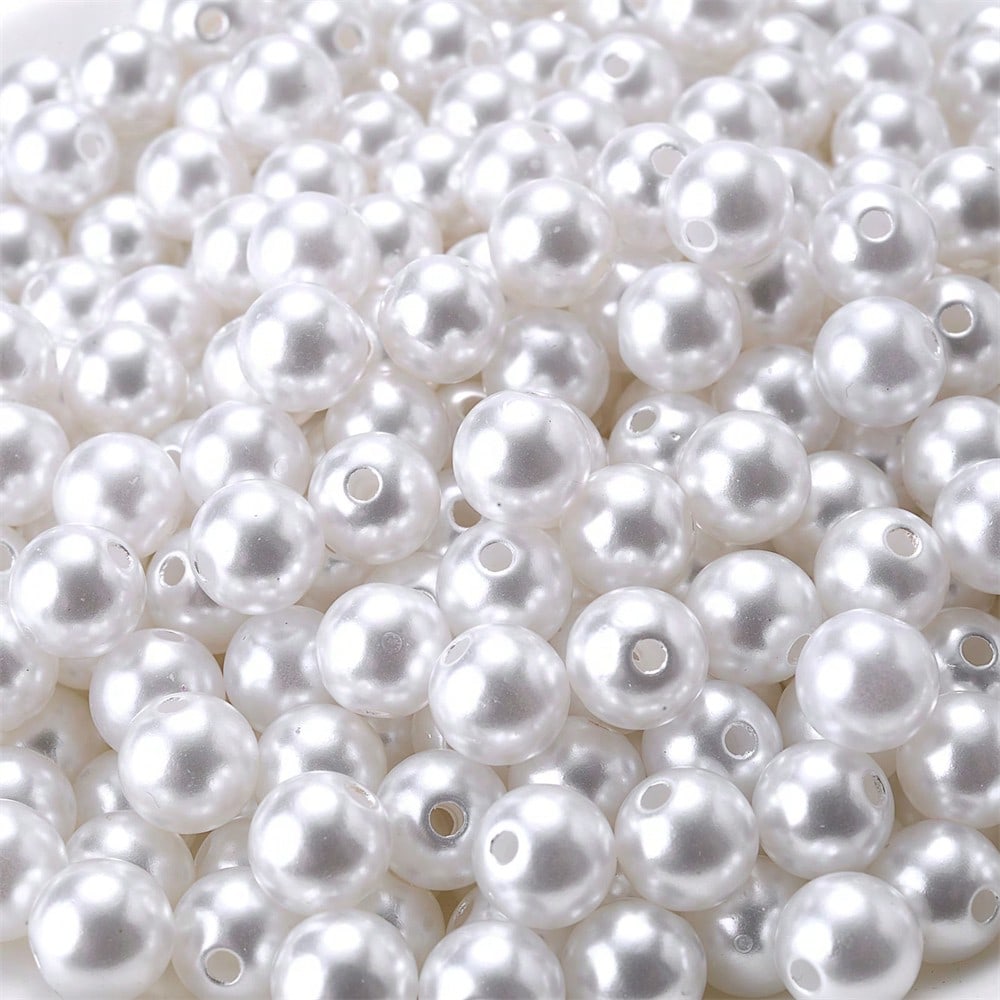 200/400pcs 8mm Acrylic ABS Imitation Pearl Round Spacer Beads