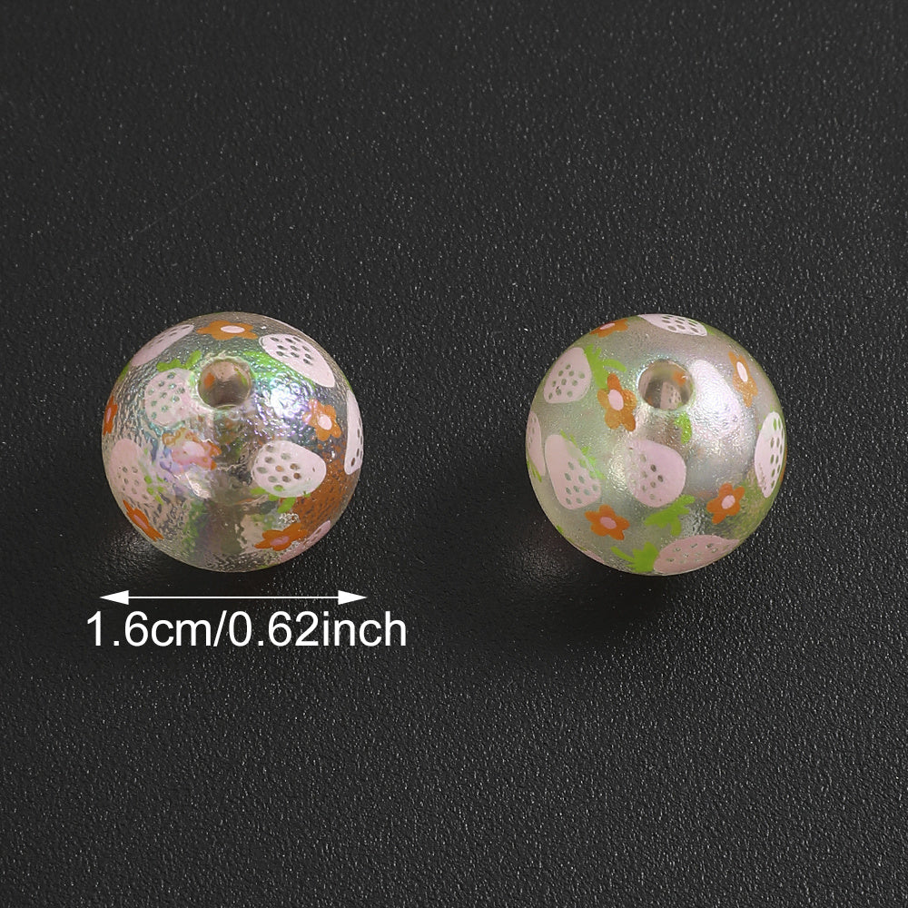 4/10pcs 16mm Pink Strawberry Resin Beads