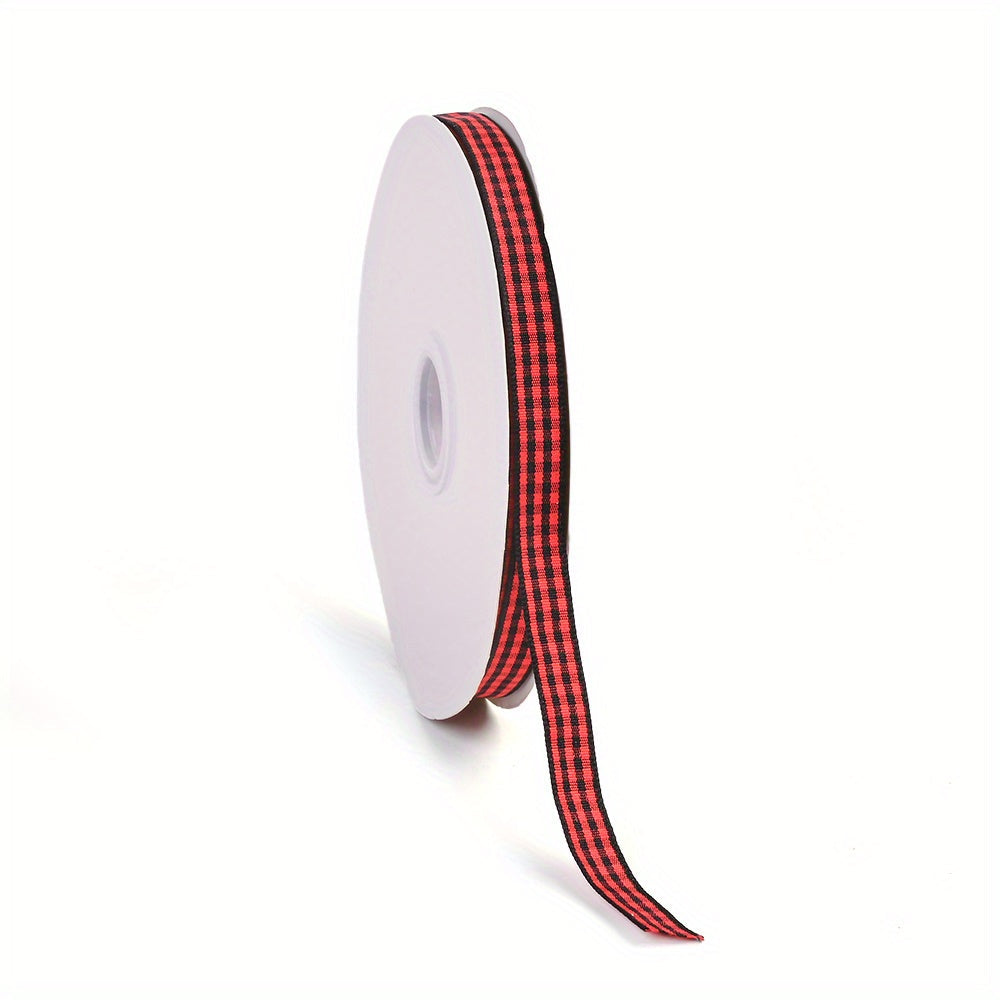 50 Yards/Roll 10 mm Christmas Plaid Satin Ribbon