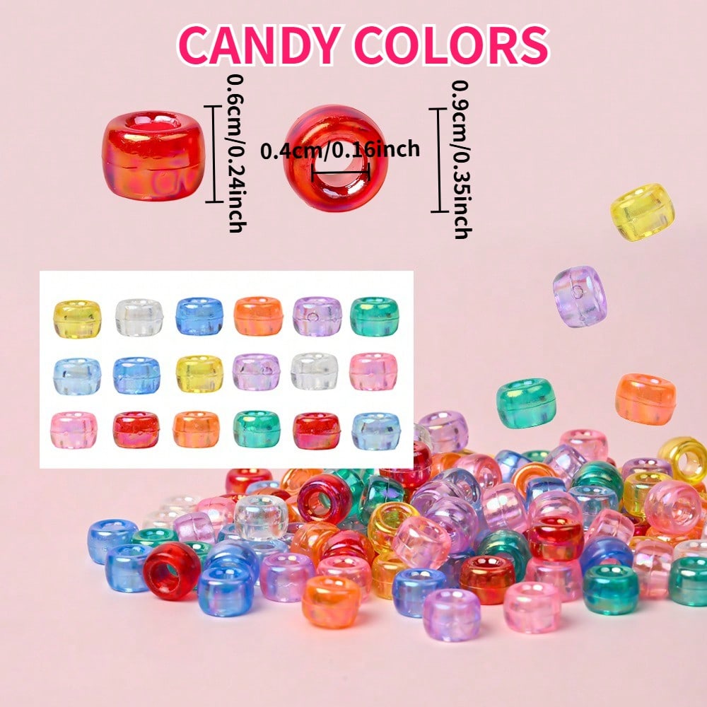 50/100/500/1000pcs 6x9mm Mixed Color Acrylic Pony Beads