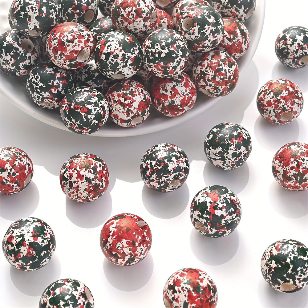 10PCS 16mm Red & Green Wooden Bead Set