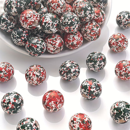 10PCS 16mm Red & Green Wooden Bead Set
