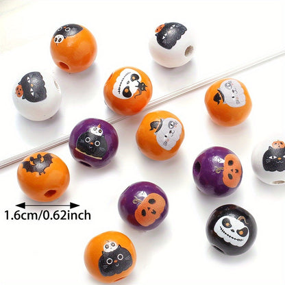 Halloween Bat Black Cat Wooden Spacer Beads