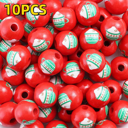 10pcs/set 16mm Christmas Wooden Beads
