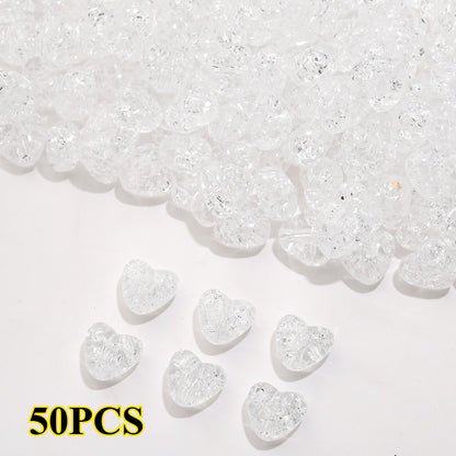 50pcs/set 9.5x11mm Crackle Heart Acrylic Beads