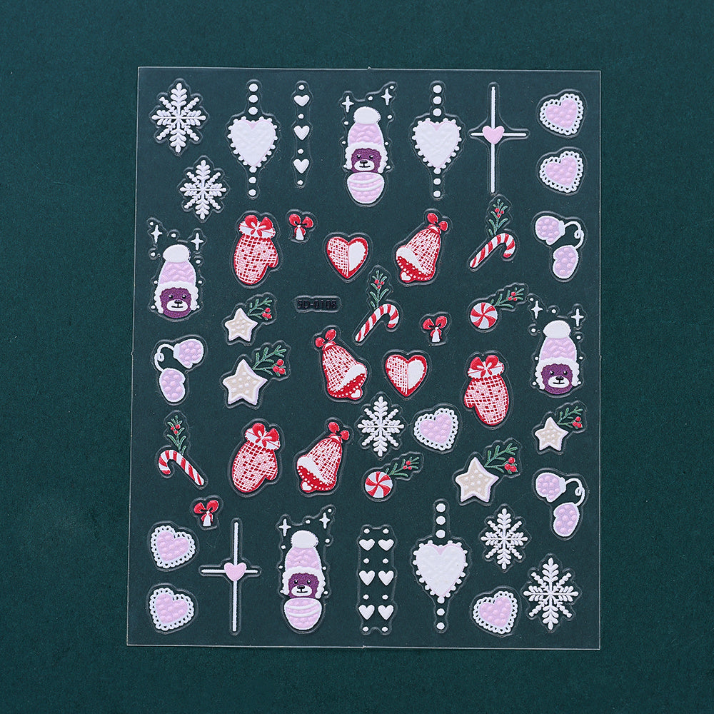 Christmas 5D Relief Nail Art Stickers