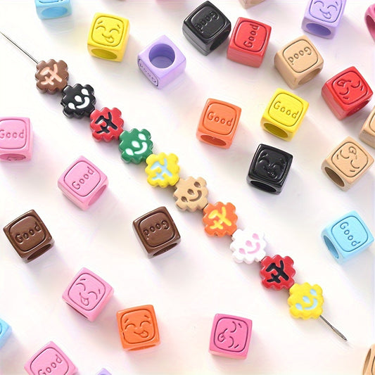 5pcs Mixed Color Alloy Letter Pattern Beads