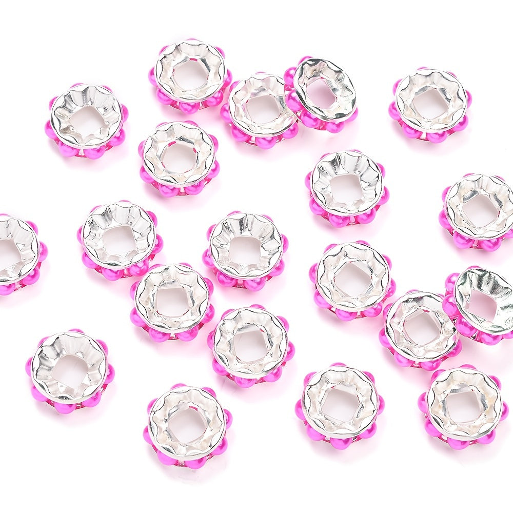 20PCS 12mm Round Acrylic & Rhinestone Spacer Bead Set