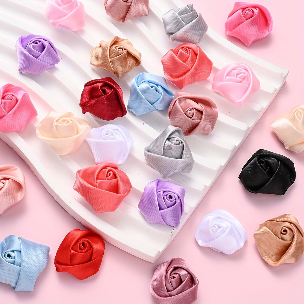 10PCS Multicolor Fabric Rose Bud Flower Embellishment Set