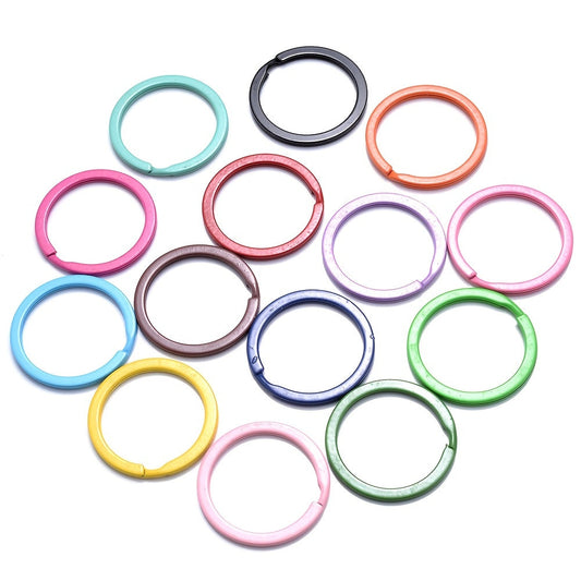 10PCS 30mm Multicolor Alloy Keychain Ring Set