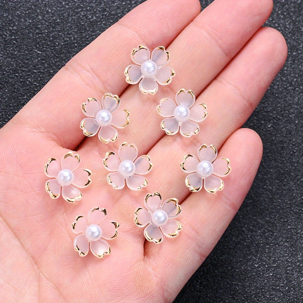 30pcs/set Transparent White Acrylic Cherry Blossom Flower Beads