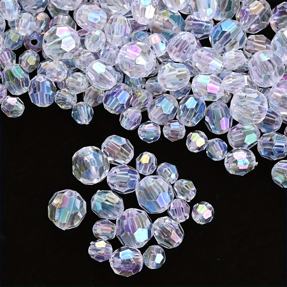 50-200pcs 6/8/10mm Faceted AB Plated Acrylic Beads