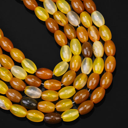 32pcs/strand 8x12mm Natural Agate Rice Shaped Beads