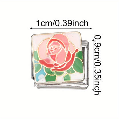 9mm Stainless Steel Italian Flower Charm Bead