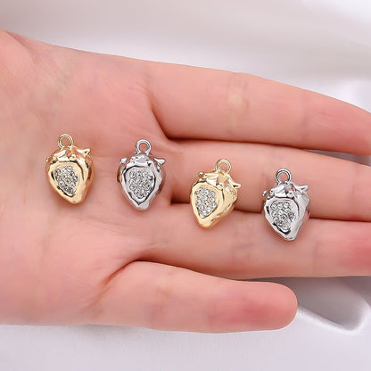 Strawberry Rhinestone Metal Pendant Charms