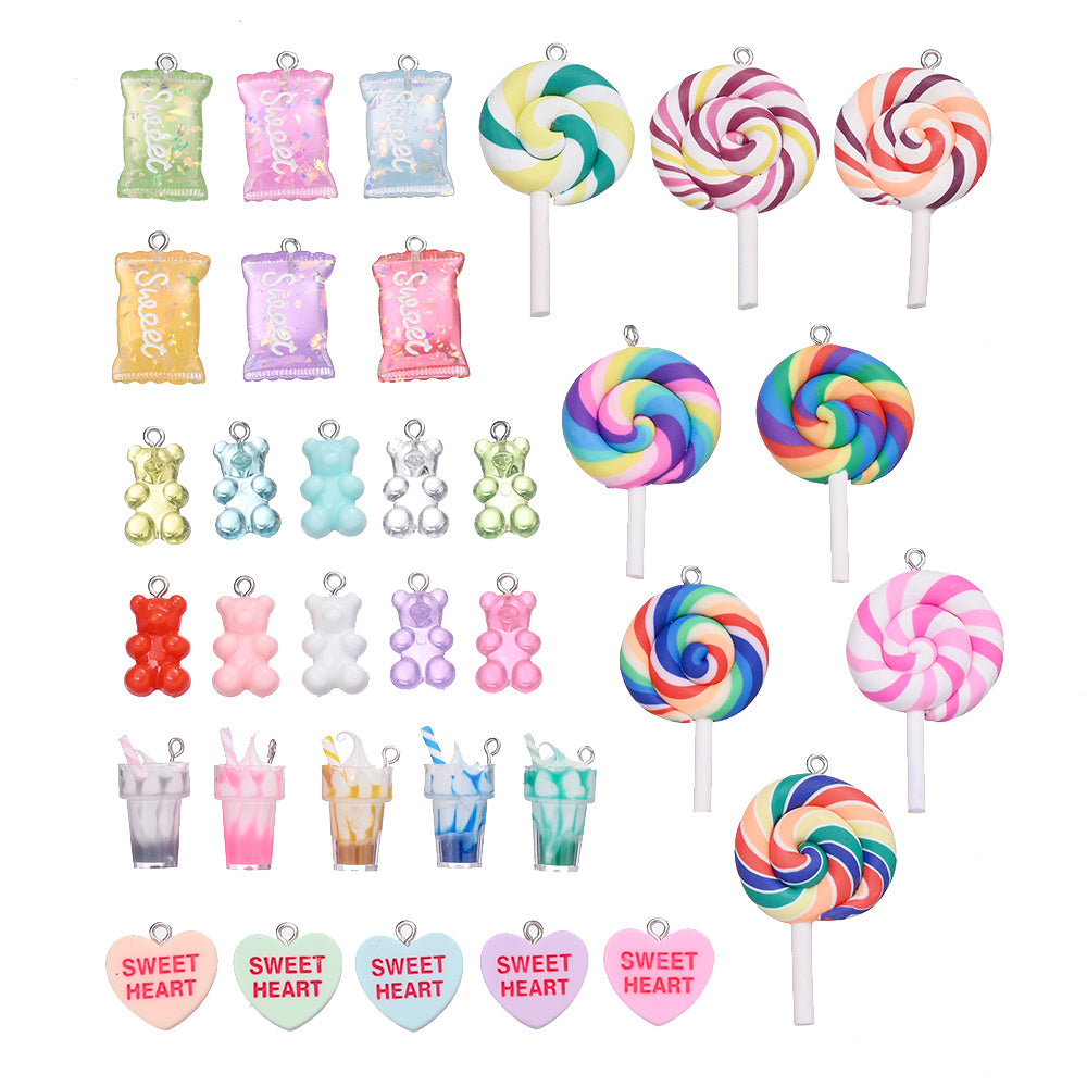 Resin Candy Pendant Charms Set