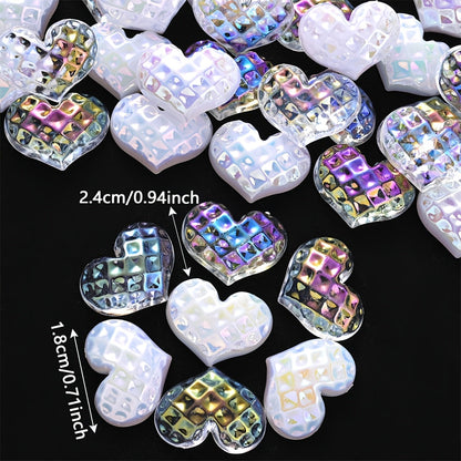 Transparent White Heart Flatback Embellishments