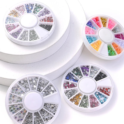 1BOX 12-Grid Transparent AB Rhinestone Sequin Set