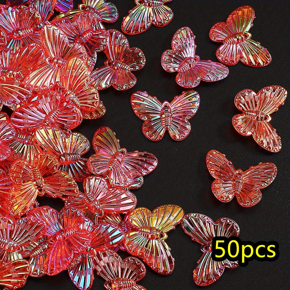 50pcs/set 22x29mm UV Color Butterfly Acrylic Beads