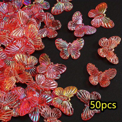 50pcs/set 22x29mm UV Color Butterfly Acrylic Beads