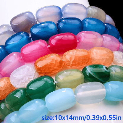 28pcs/strand 10x14mm Natural Agate Barrel Beads