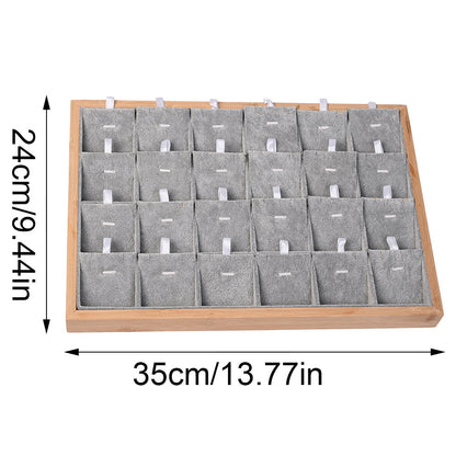 24-Grid Large Wooden Jewelry Display & Storage Box